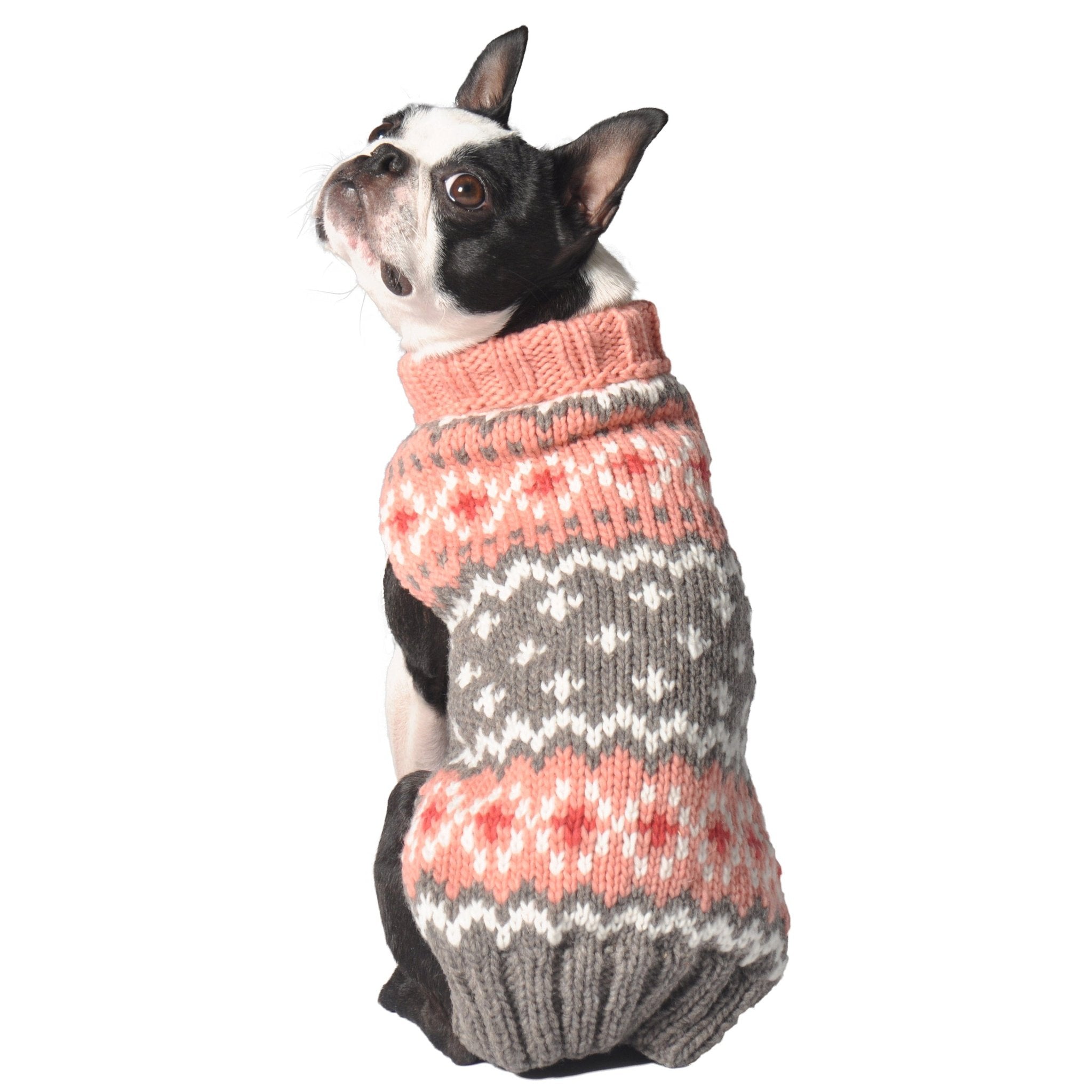 PPECH00233S - Peach Fairisle villaneulepusero - Kuviollinen vaaleanpunainen - XXS - Muotitassu