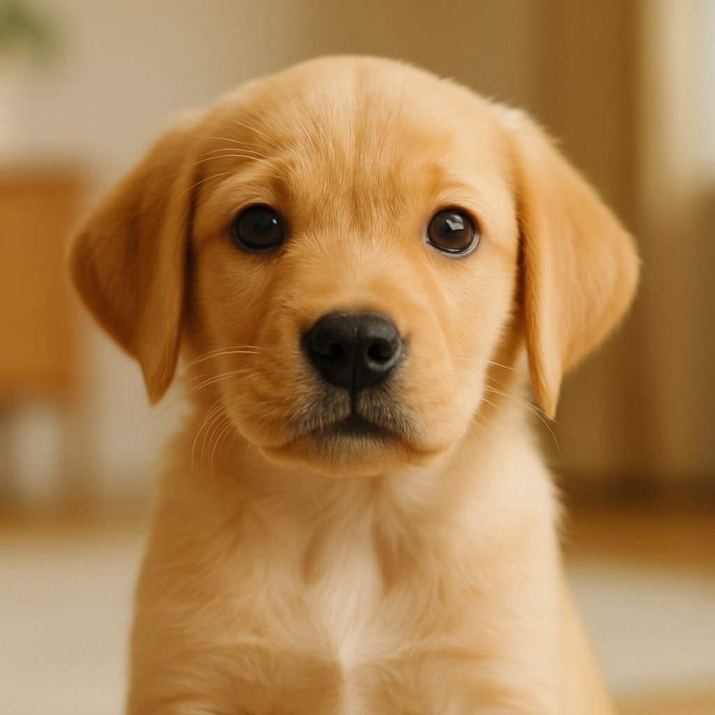 Labrador retriever puppy looking into camera