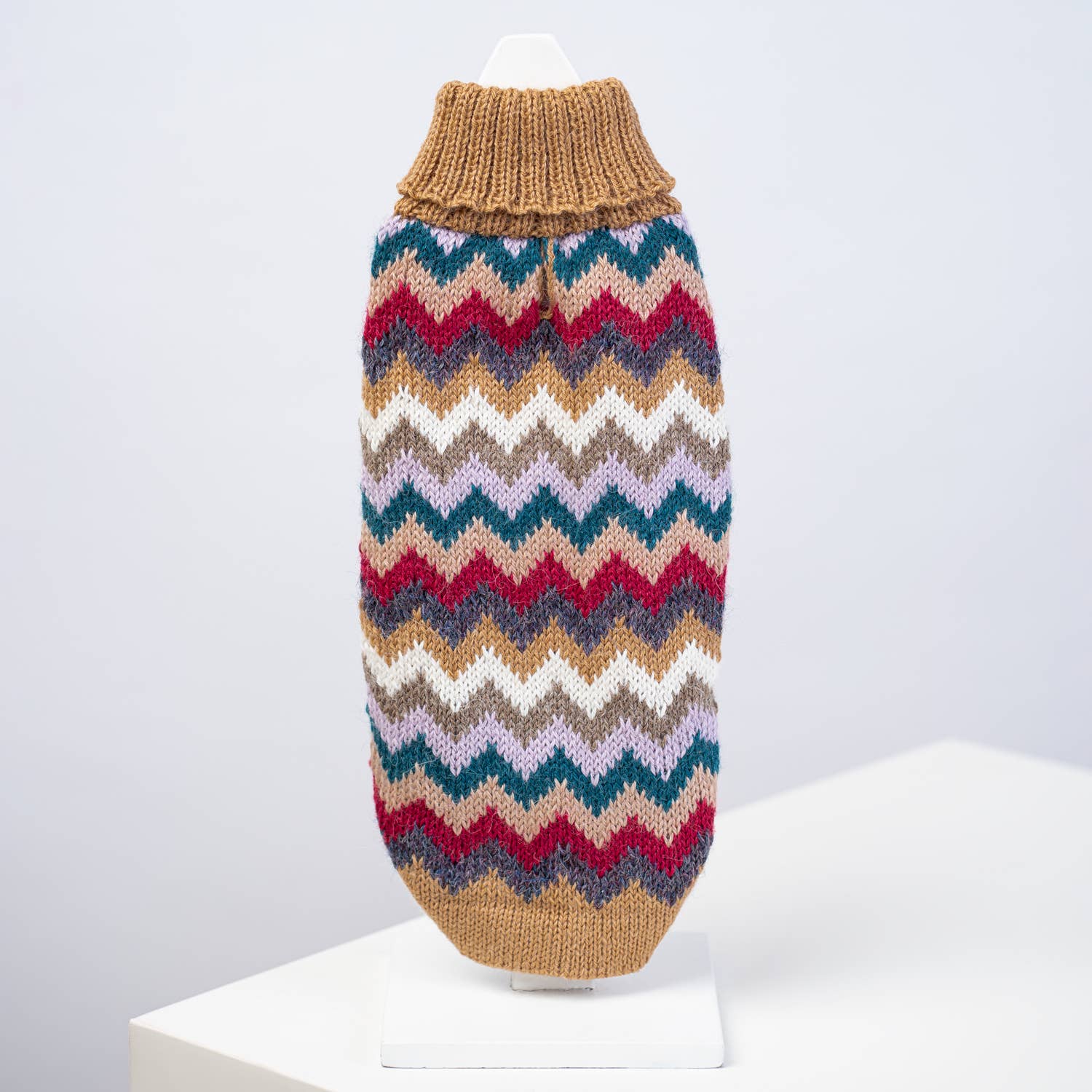 PCAAL05812S - Camel Chevron Knit alpakkaneule koirille - L - Muotitassu
