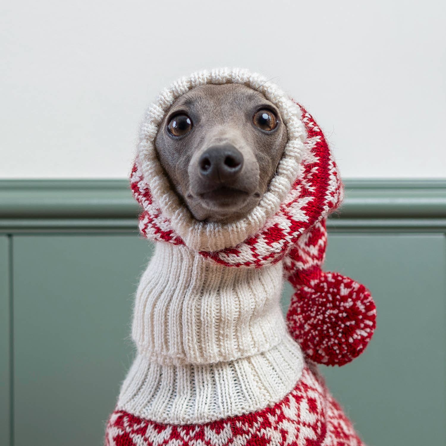 PCHAL05923S - Christmas Snowflake Red koiran alpakkapipo - S - Muotitassu