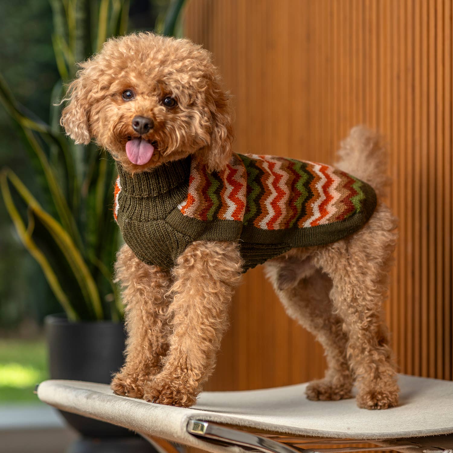 PFOAL05806S - Forest Chevron Knit koiran alpakkaneule - S - Muotitassu