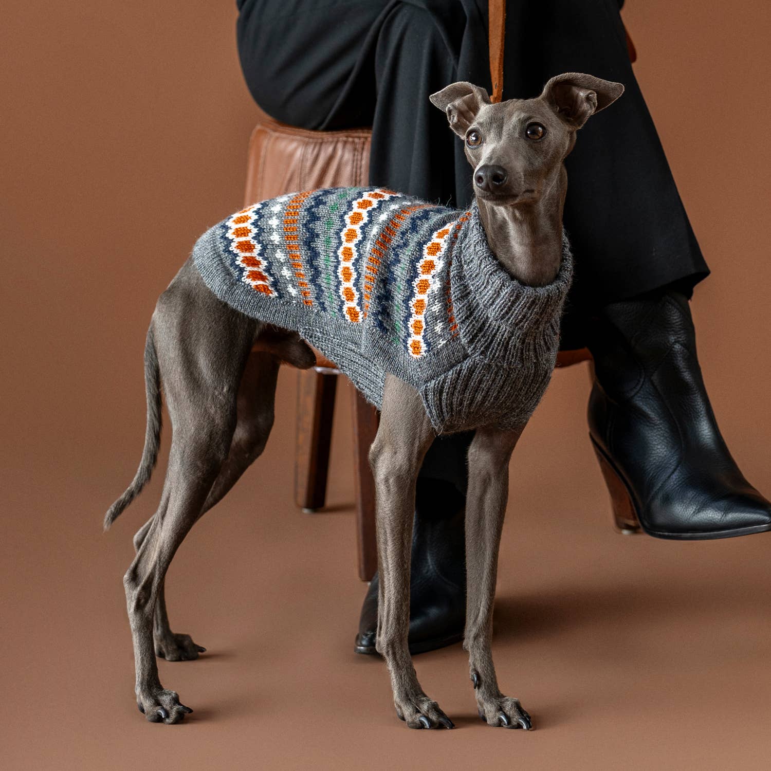 PGRAL05801S - Grey Hexagon Knit koiran alpakkaneule - L - Muotitassu
