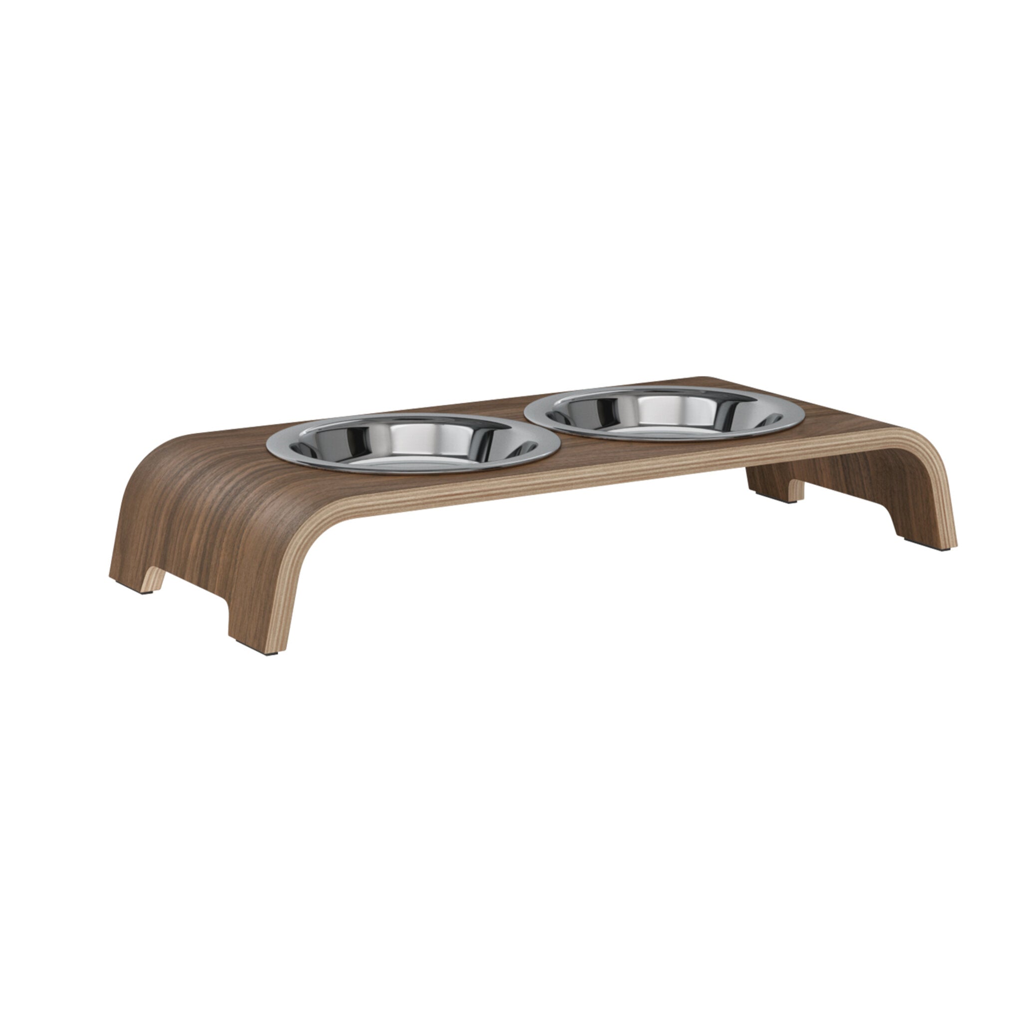 catBar® elevated feeding station for cats - Walnut