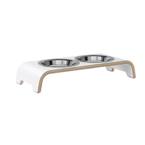 PCADO05960S - catBar® korotettu ruokailuasema kissoille - Valkoinen - Ruostumaton teräs - Muotitassu