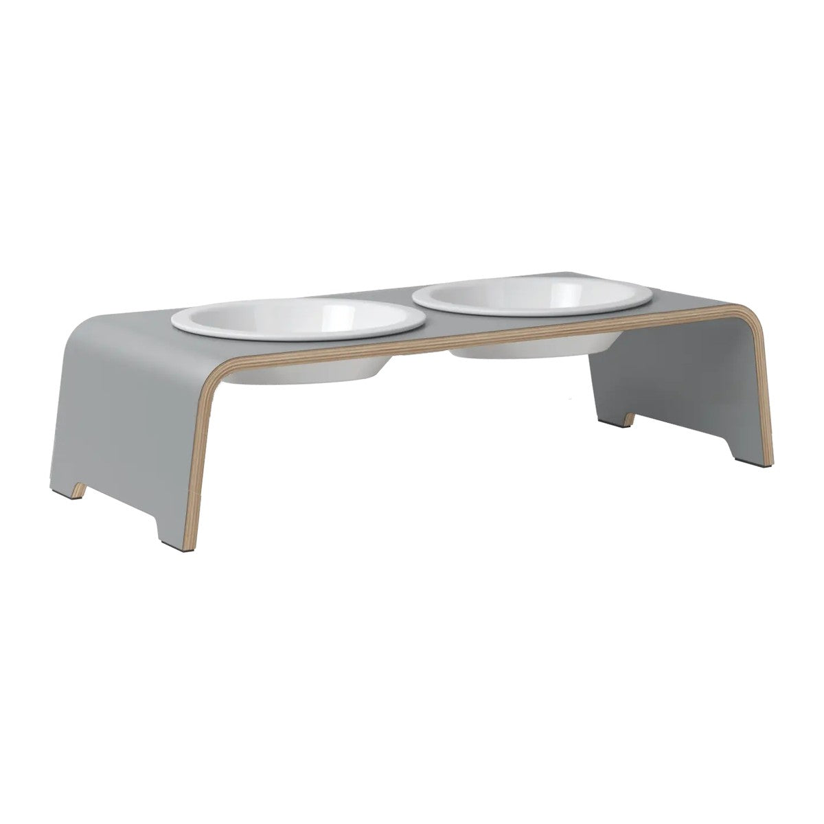 dogBar® Classic korotettu ruokakuppiteline - Harmaa – M-small / Posliini Comfort