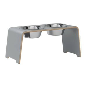 dogBar® Classic korotettu ruokakuppiteline - Harmaa – M-large / Ruostumaton teräs