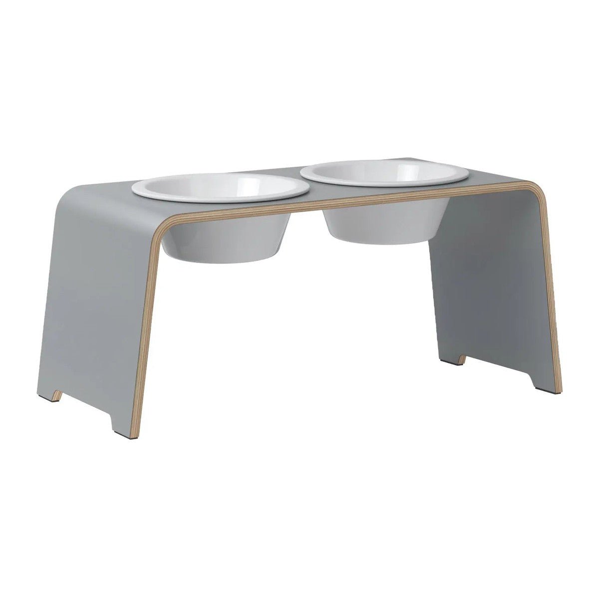 dogBar® Classic korotettu ruokakuppiteline - Harmaa – M-large / Posliini