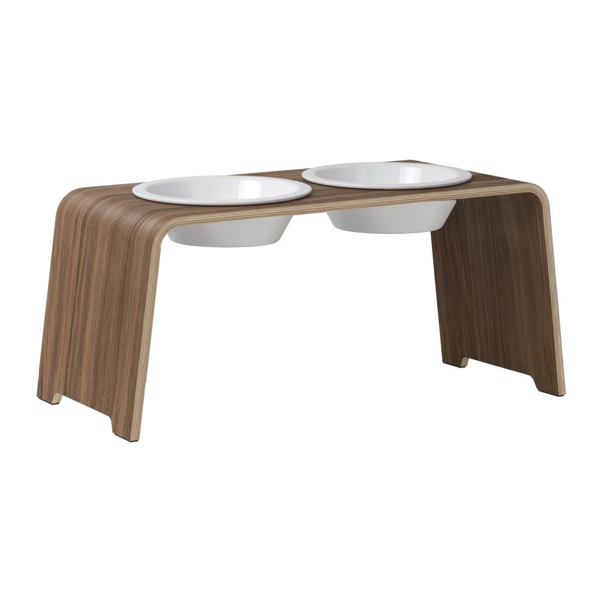 dogBar® Classic korotettu ruokakuppiteline - Pähkinä – M-large / Posliini Comfort