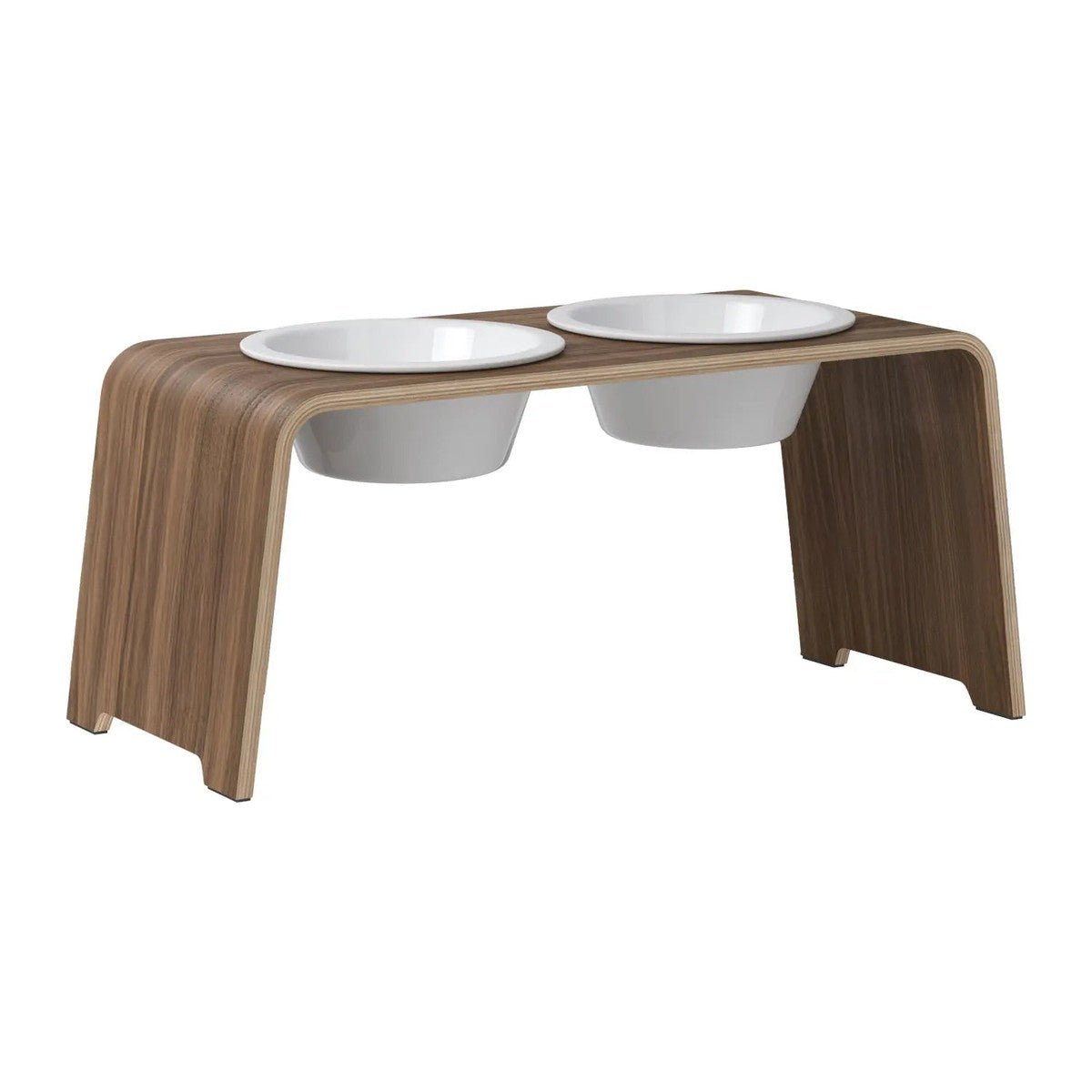 dogBar® Classic korotettu ruokakuppiteline - Pähkinä – M-large / Posliini