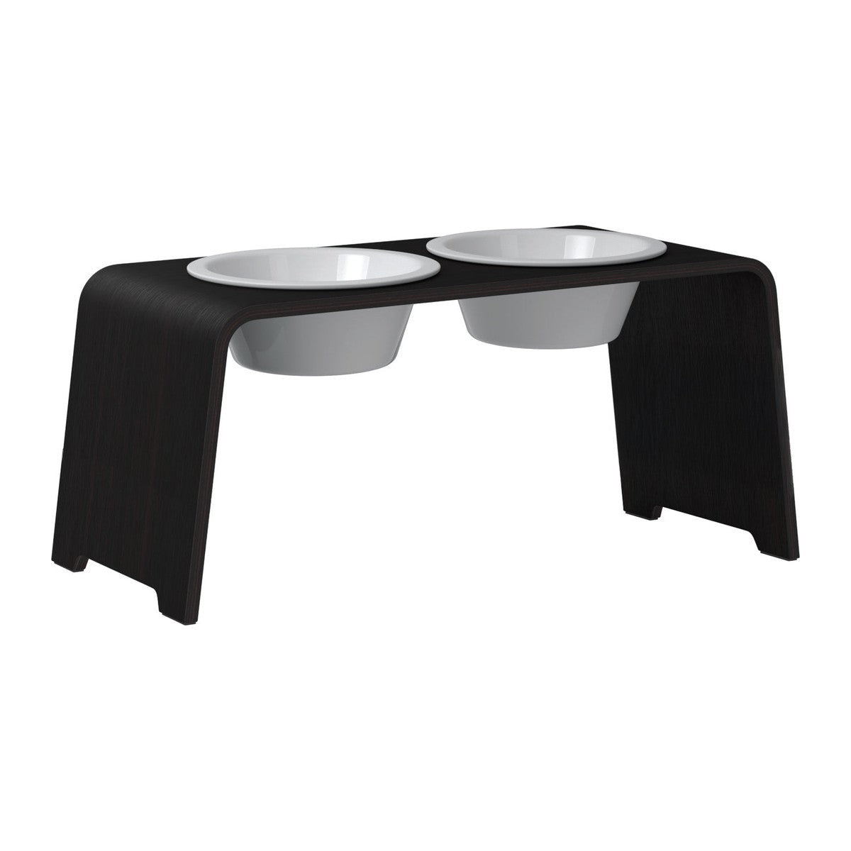 dogBar® Classic korotettu ruokakuppiteline - Tumma tammi – M-large / Posliini