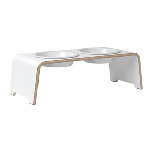 dogBar® Classic korotettu ruokakuppiteline - Valkoinen – M / Posliini Comfort