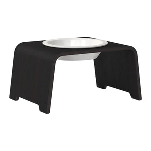 dogBar® Single korotettu ruokakuppi - Tumma tammi – M / Posliini Comfort