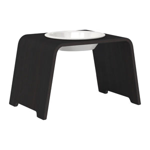 dogBar® Single korotettu ruokakuppi - Tumma tammi – M-large / Posliini Comfort