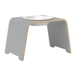 dogBar® Single korotettu ruokakuppi - Harmaa – M-large / Posliini Comfort