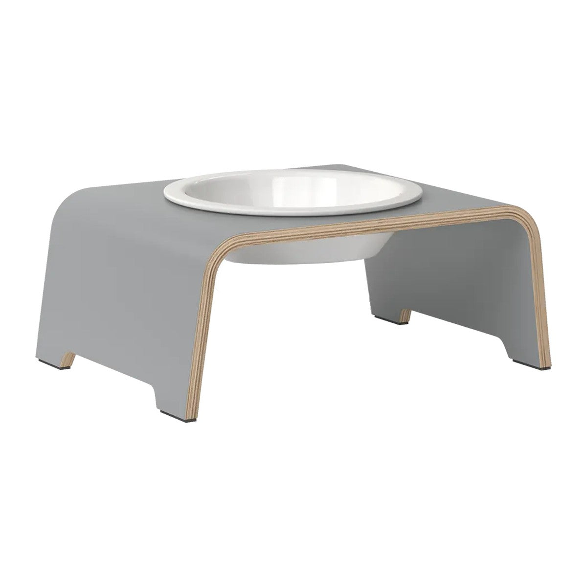 dogBar® Single korotettu ruokakuppi - Harmaa – M-small / Posliini Comfort