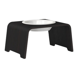 dogBar® Single korotettu ruokakuppi - Tumma tammi – M / Posliini Comfort