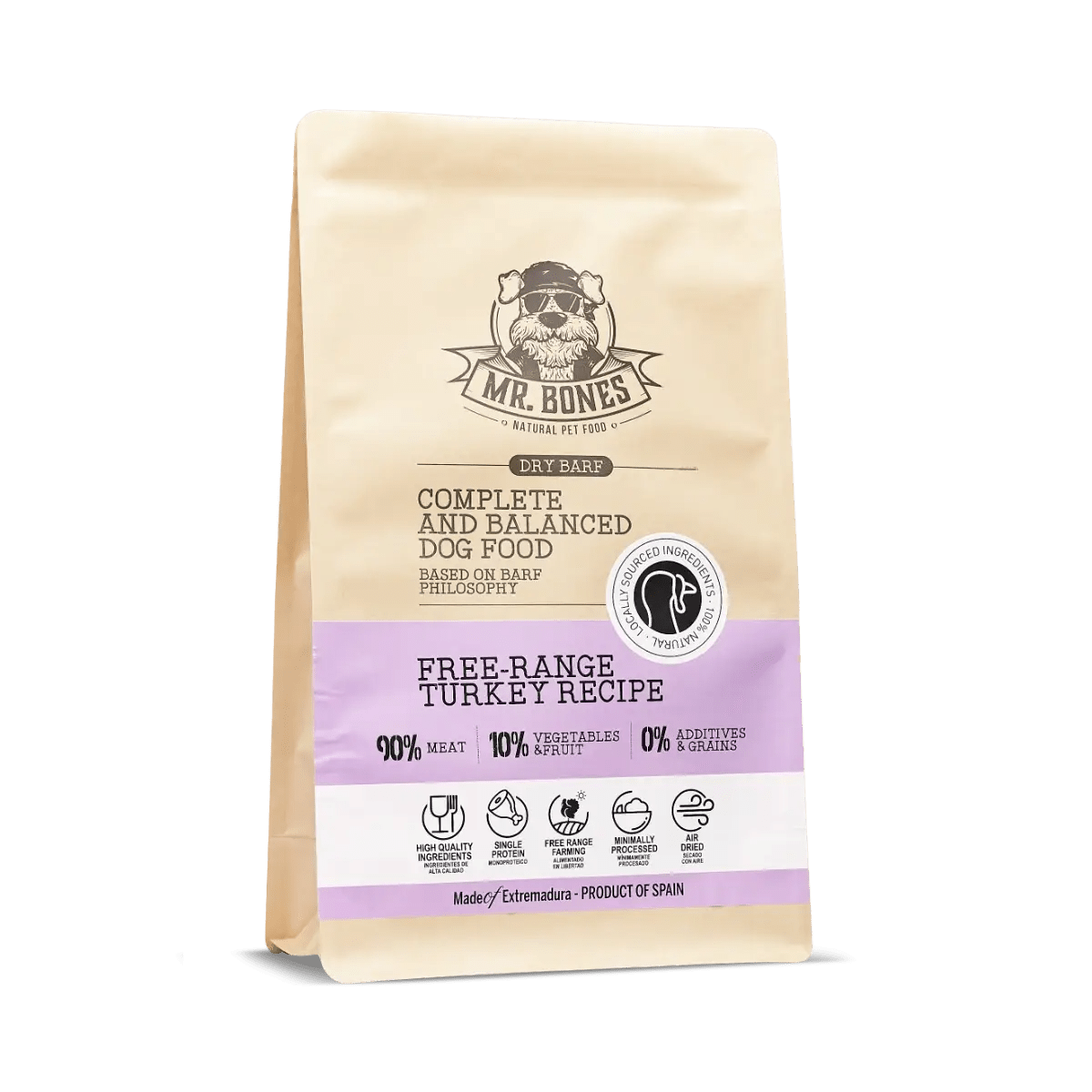 PDRMR05865S - Dry BARF kalkkuna – viljaton täysravinto koirille - 1 kg - Muotitassu